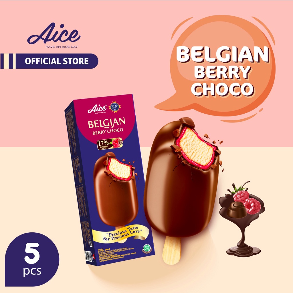 Jual Aice Ice Cream Belgian Berry Choco Isi 5 pcs Es krim Shopee