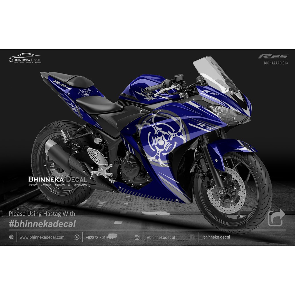 Jual decal yamaha r25 blue biohazard sticker fullbody custom | Shopee ...