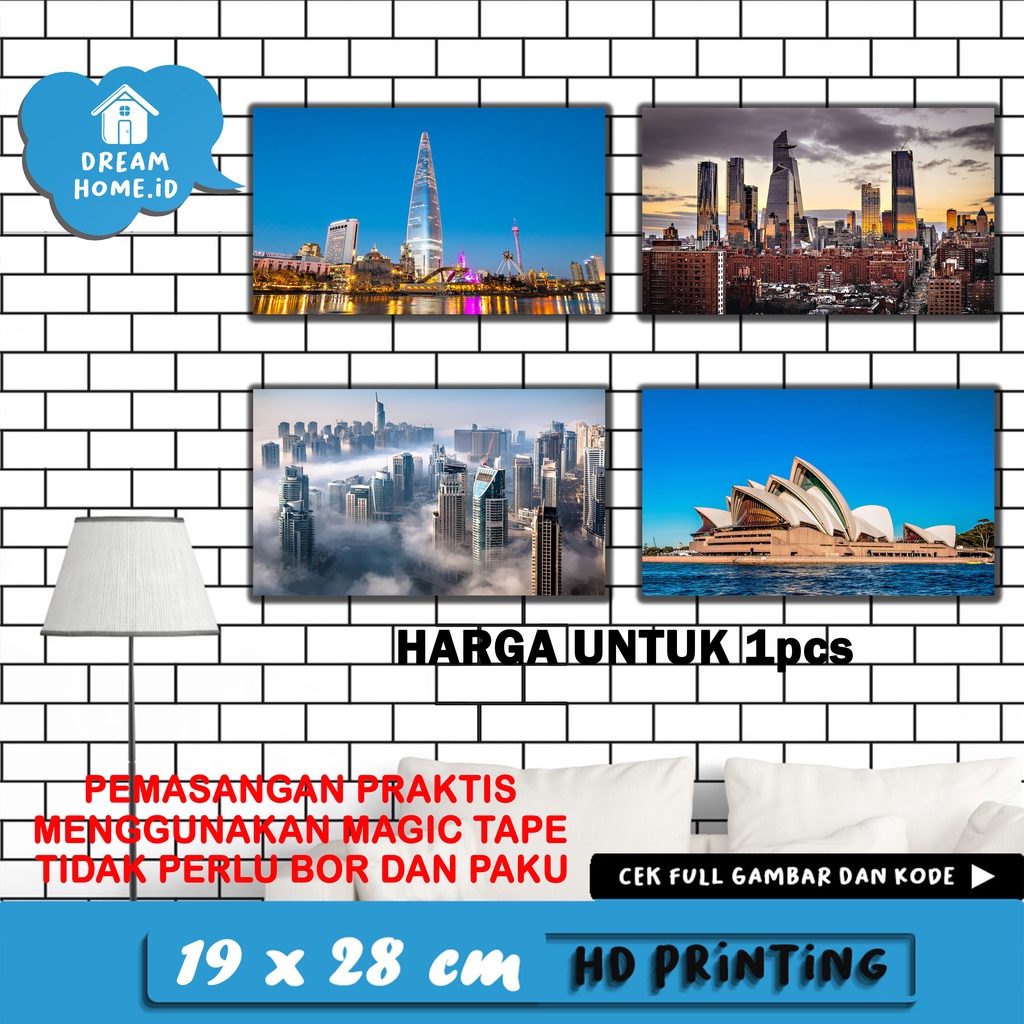 Jual poster gambar kota city view / wall decor hiasan dinding 1-18