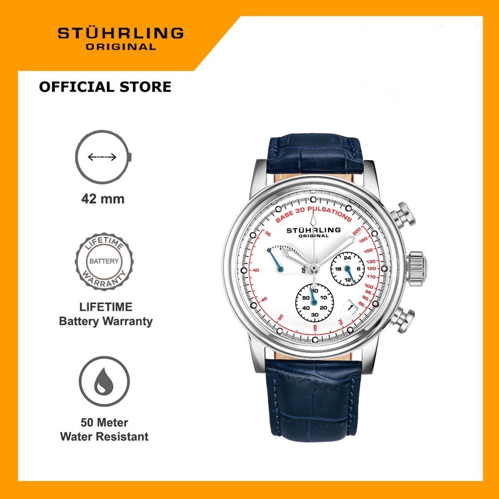 Jual Jam Tangan Pria Swiss Quartz Analog Stuhrling Chrono Pulse