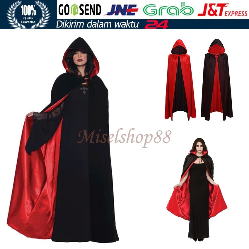 Jual Jubah red riding hood dewasa merah hitam halloween cape kostum ...