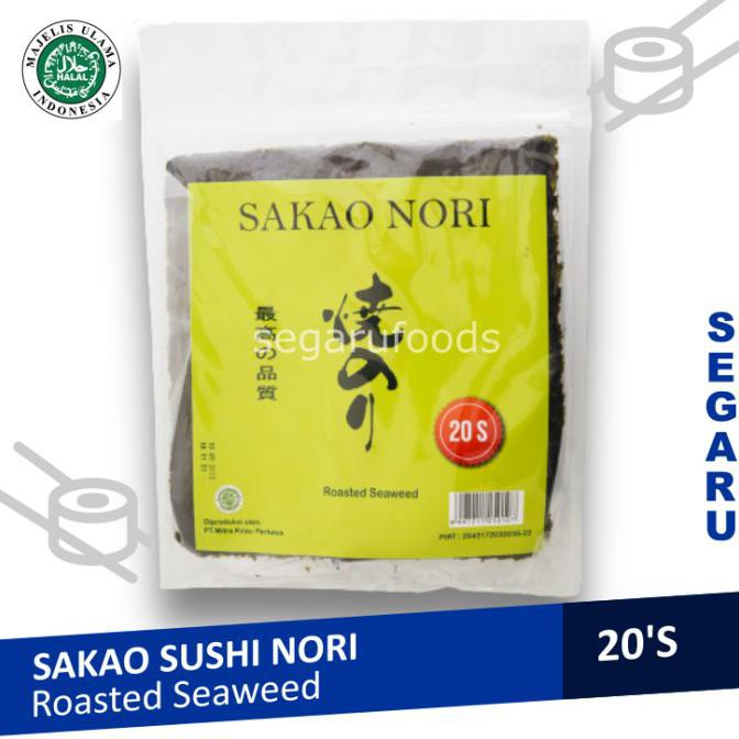 Jual Sakao Nori Sushi Nori 20 Lembar Seaweed Rumput Laut Halal MUI Shopee Indonesia