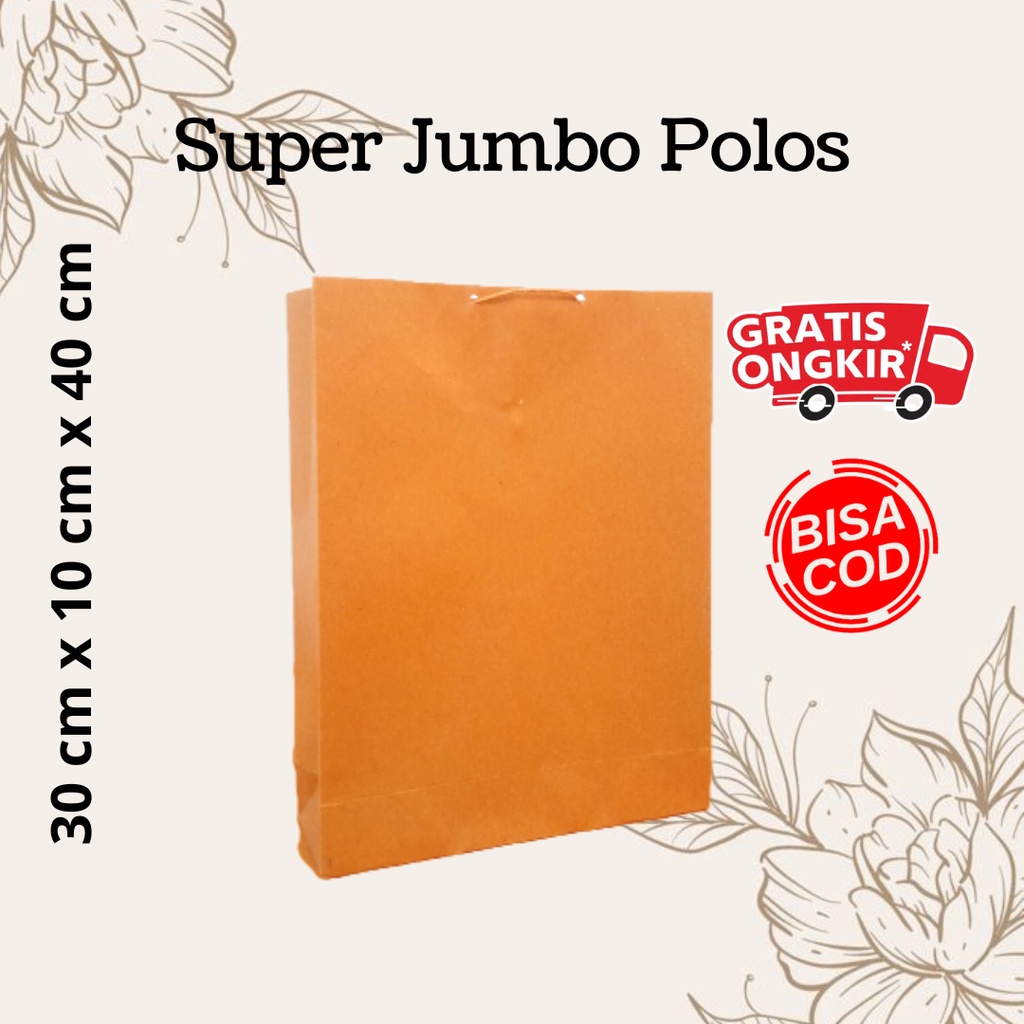 Jual Paper Bag SUPER JUMBO POLOS COKLAT 30 X 10 X 40 / Paperbag Murah ...