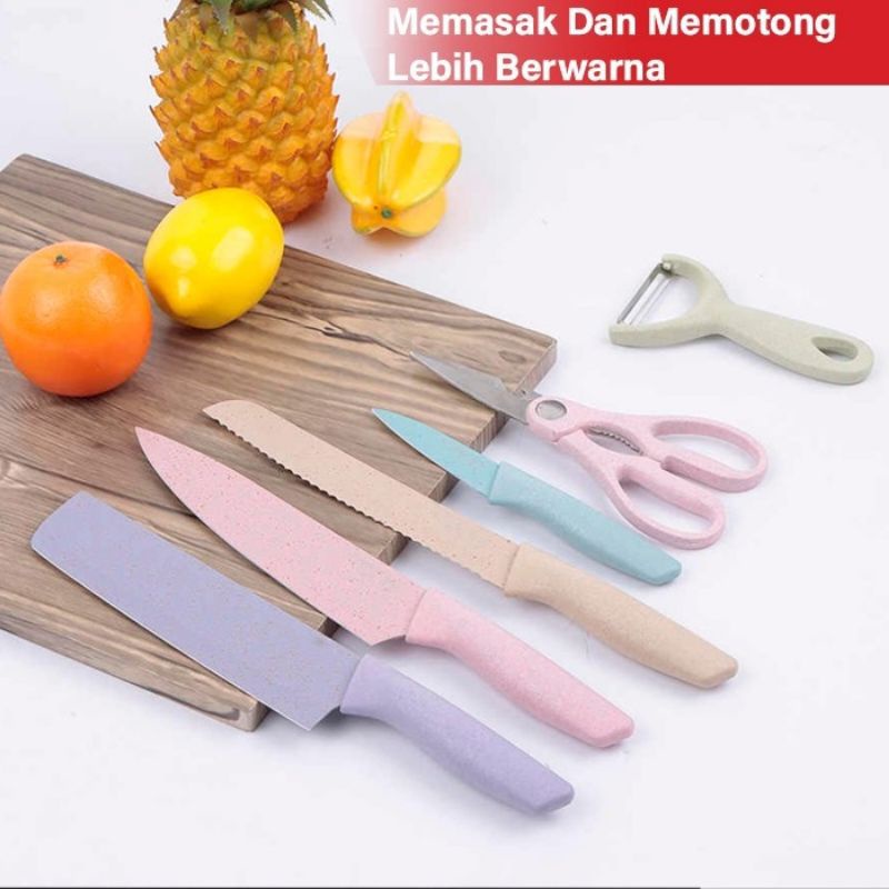 Jual Pisau Set Dapur Anti Lengket / Pisau Set Warna Warni / Pisau Sayur ...