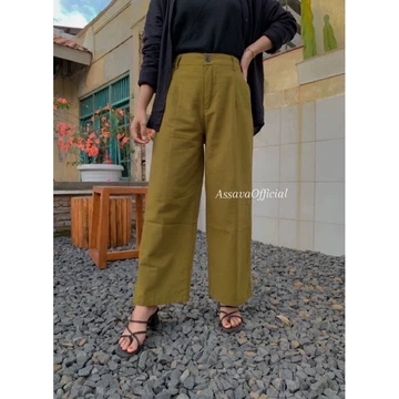 Kulot Linen Highwaist Celana Linen Wanita Kulot Linen Yuka Slim Cullote