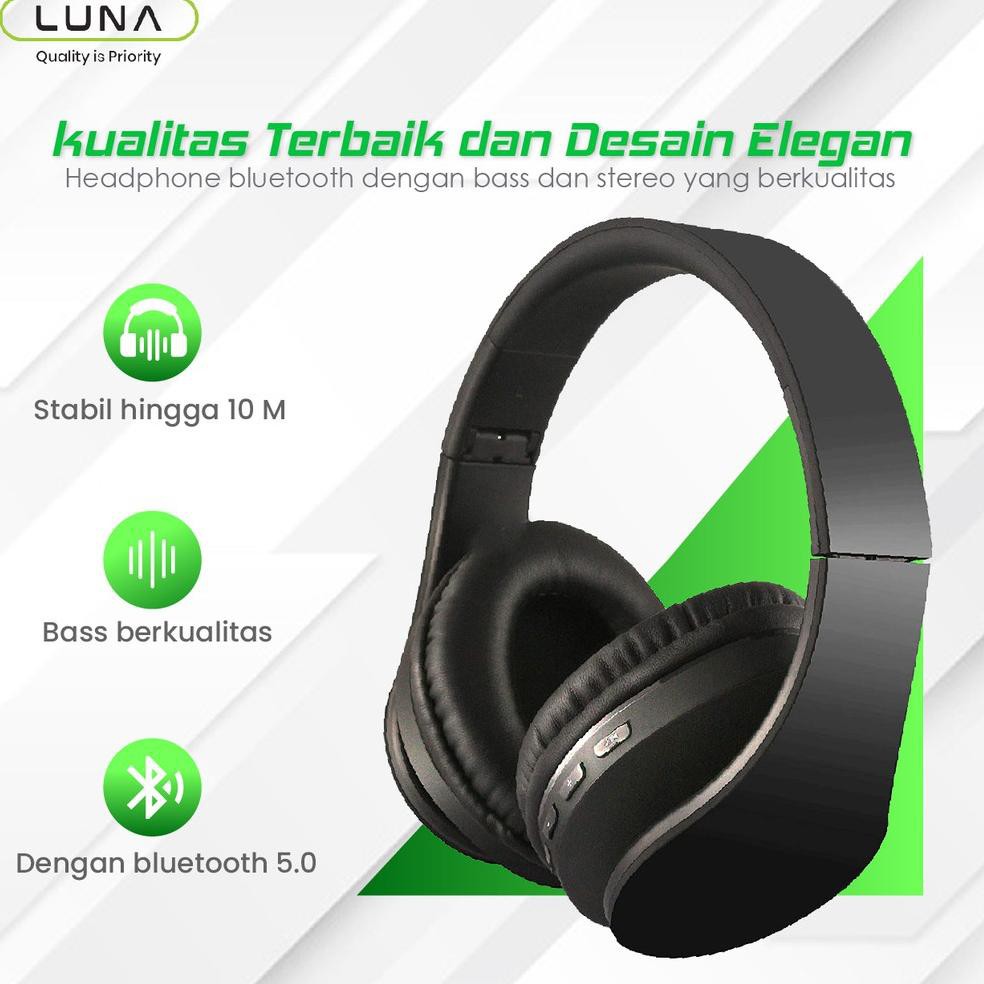 Luna Bluetooth Headphone Music Headset Wireless With Mic Alltrum Support SD Card Over Ear P4V2