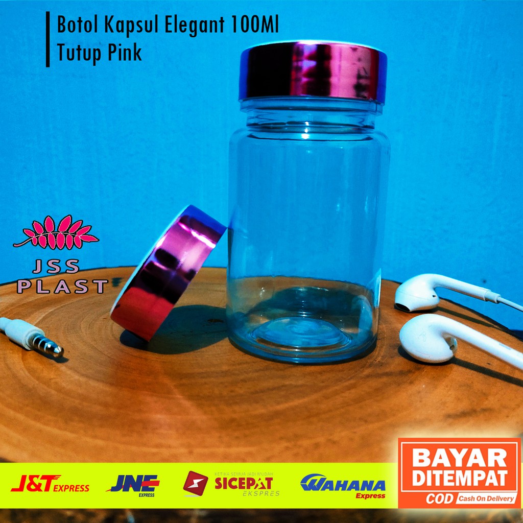 Jual Botol Kapsul Isi 30 / Botol Obat kapsul bulat bening 100 ml + Plug ...