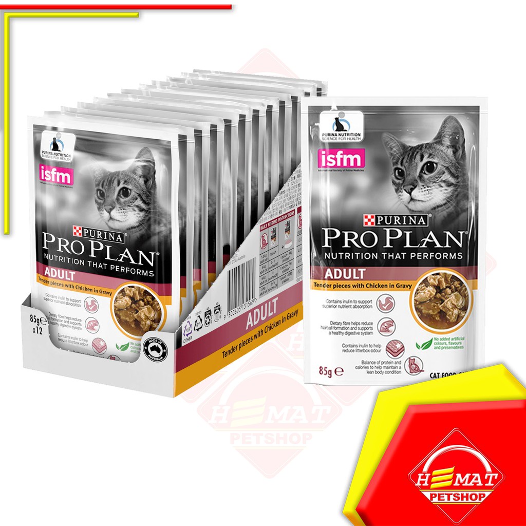 Jual Makanan Kucing Basah Pro Plan Adult Chicken 85 Gram / Sachet Pouch ...