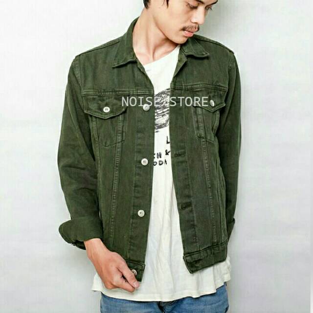 Jaket denim army best sale