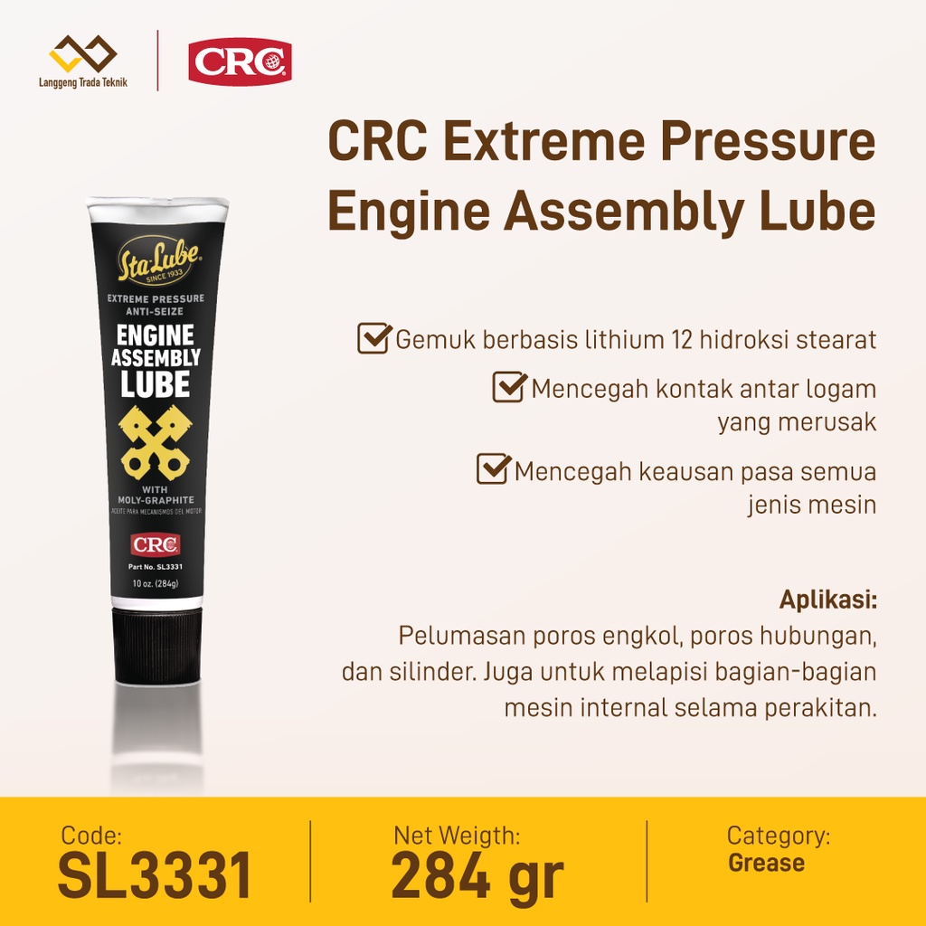 Jual CRC EXTREME PRESSURE ENGINE ASSEMBLY LUBE, 10 WT OZ SL3331