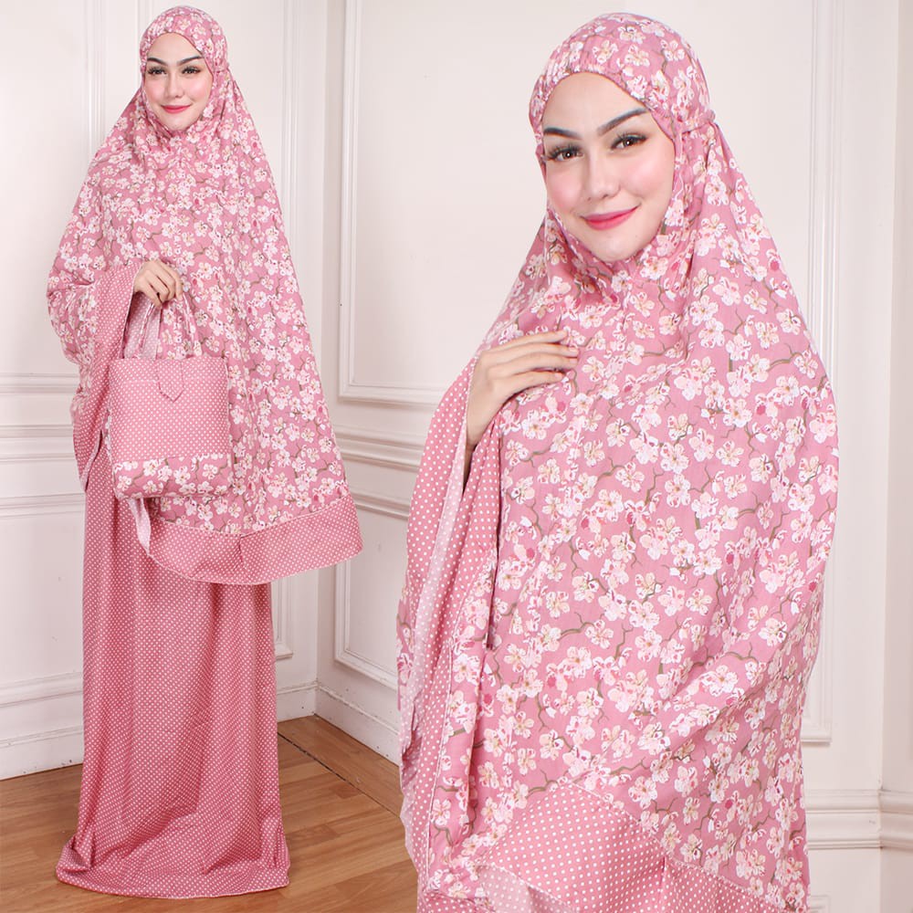 mukena dewasa bunga free tas sakura mukena cantik termurah mukenah wanita terlaris