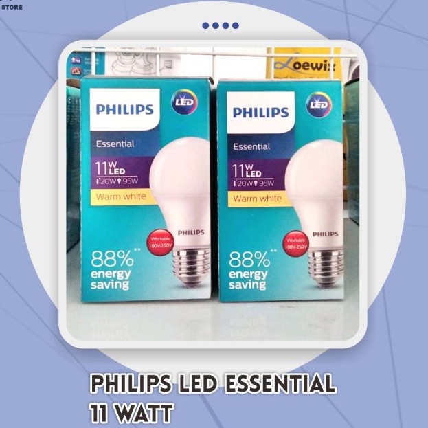 Jual LAMPU PHILIPS LED ESSENTIAL 11 WATT WARM WHITE | Shopee Indonesia