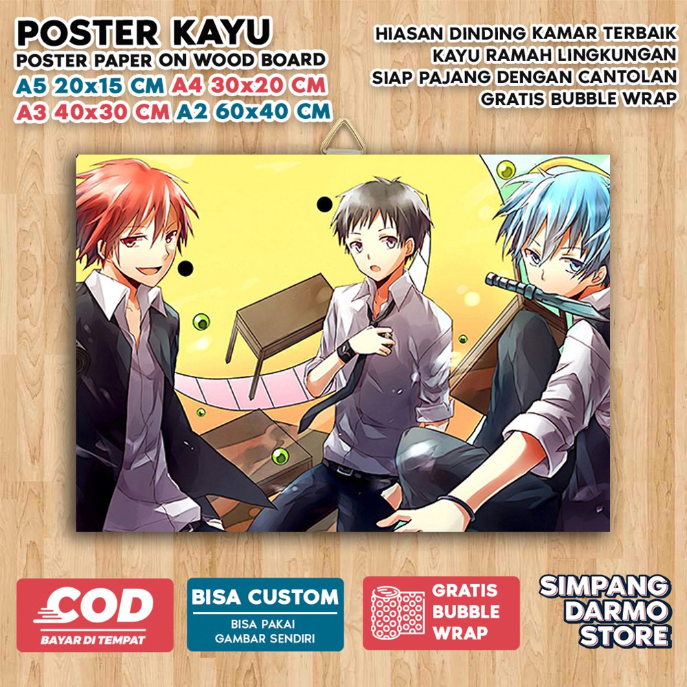 Jual Poster Kayu Assassination Classroom Korosensei Aesthetic Anime