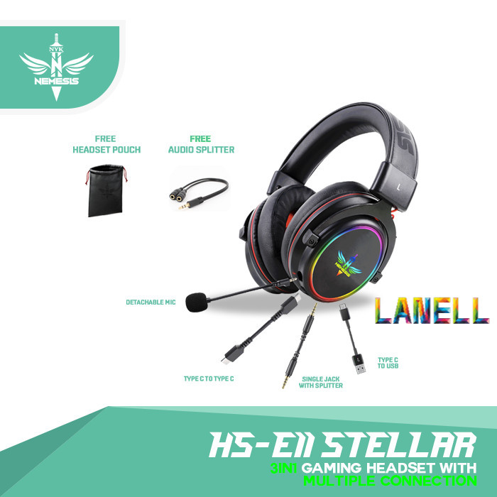 Headset Gaming 7.1 Surround RGB NYK HS E11 STELLAR Headset gaming murah