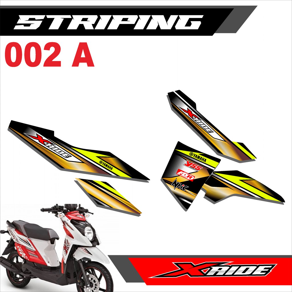 Jual Stiker Striping Lis Variasi Yamaha X Ride Semi Full Desain Garis Gold Kombinasi