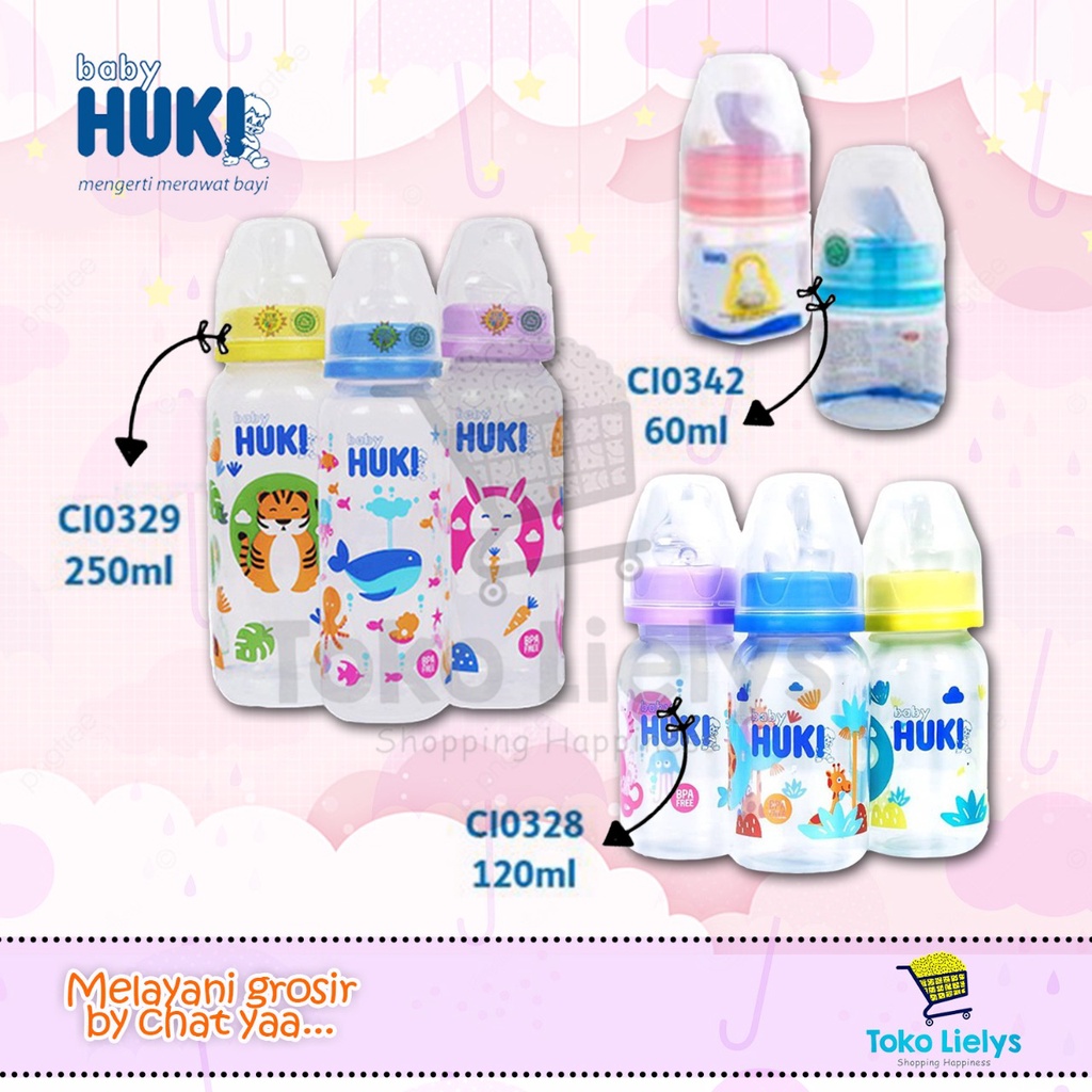 Jual Huki Baby Bottle 60ml 120ml 240ml Botol Susu Dot Nipple Silicone ...