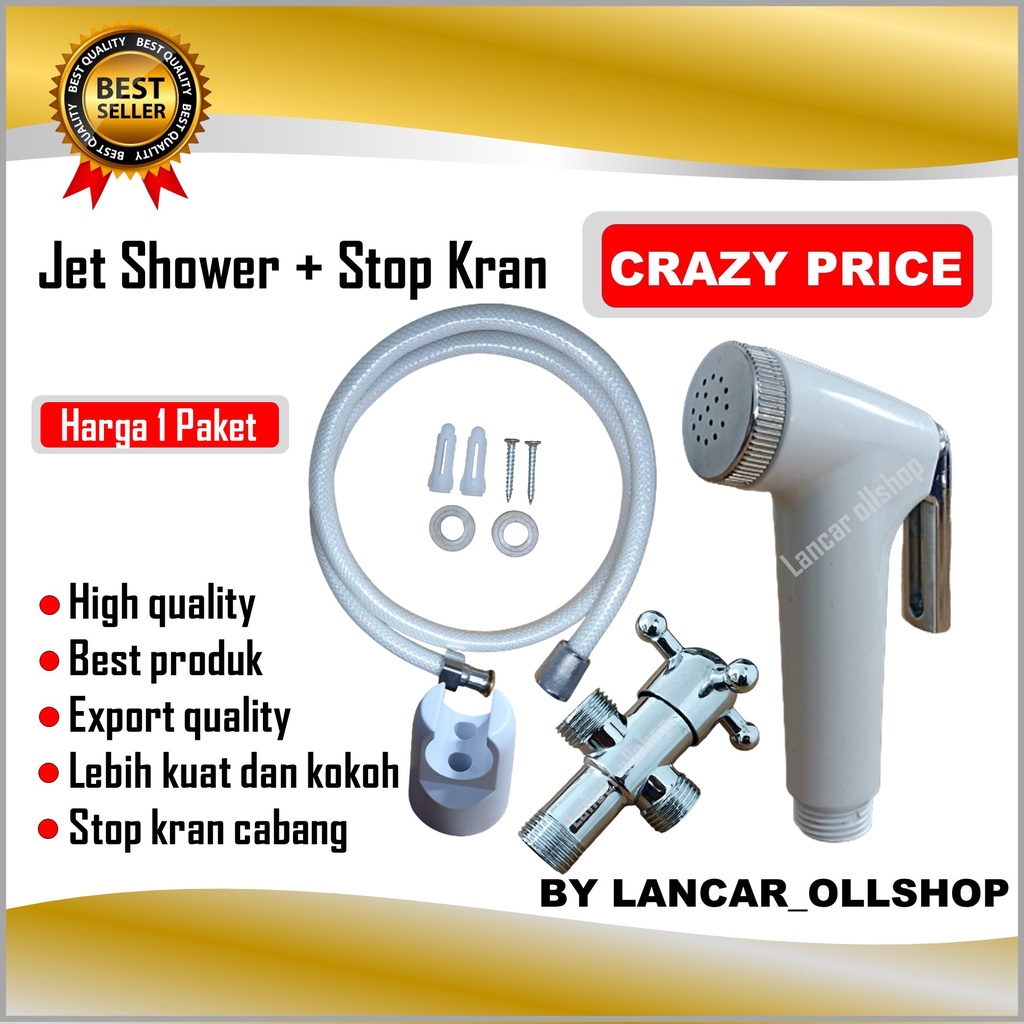 Jual Jet Shower Stop Kran Keran Kloset Toilet Closet Cebok Wc Semprotan Duduk Kamar Mandi 1 Set 3208