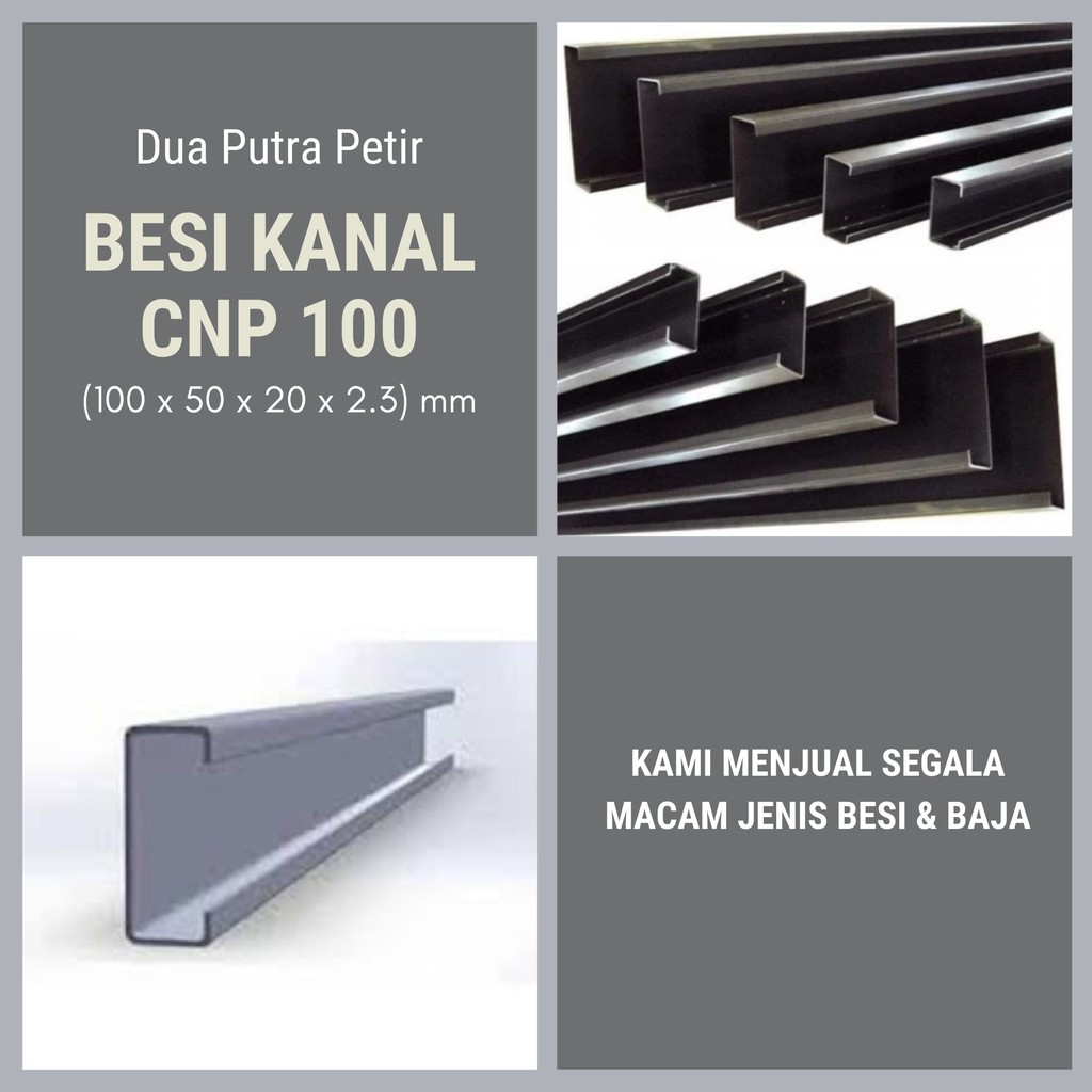 Jual Besi Kanal CNP 100 (100 x 50 x 20 x 2.3) mm Shopee Indonesia