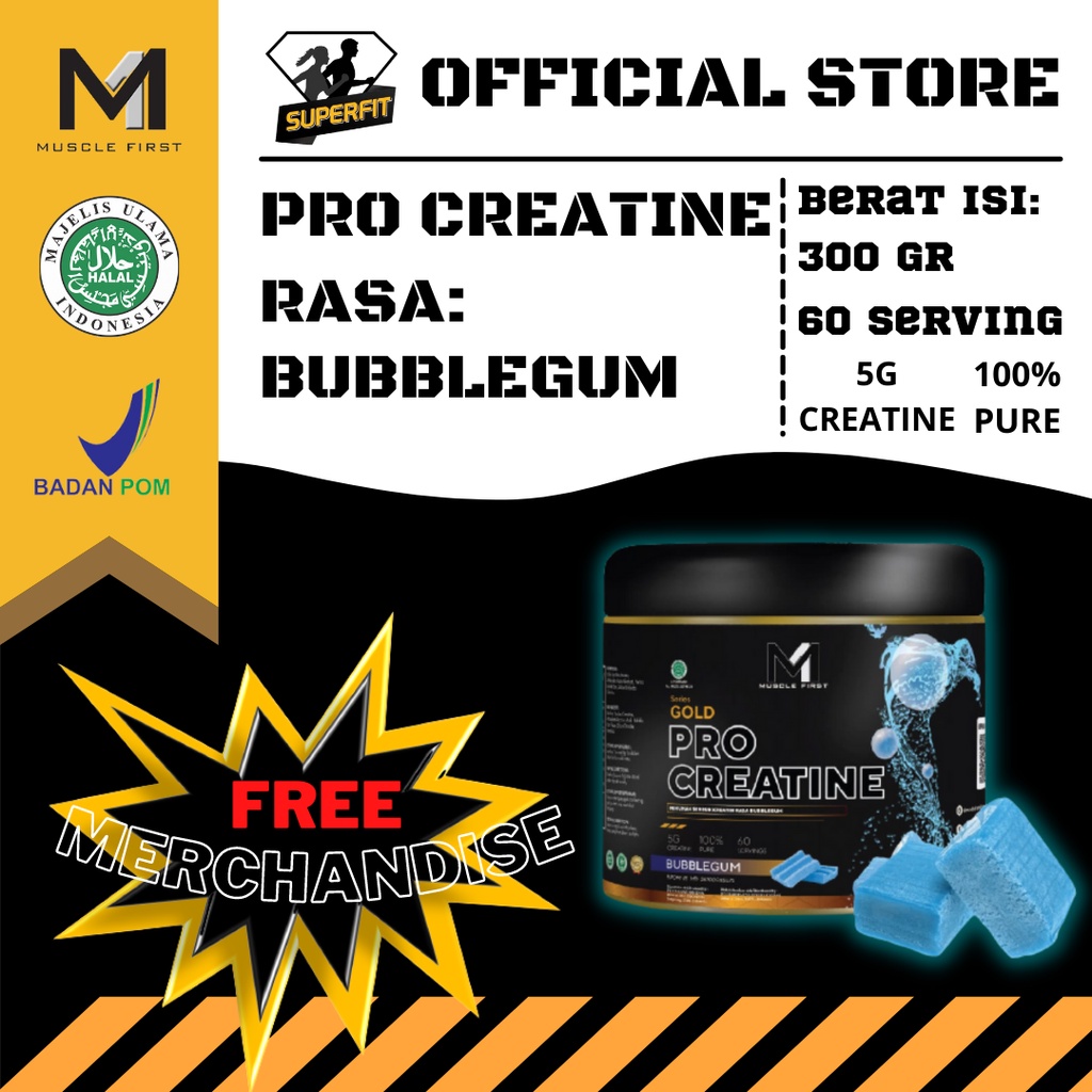 Jual M1 Muscle First Pro Gold Creatine 360 GR -M1 Rasa Bubble Gum HALAL ...