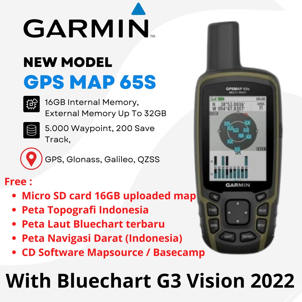 Jual Garmin GPS Map 65s Multi Band GPS Handheld with Sensors (Original