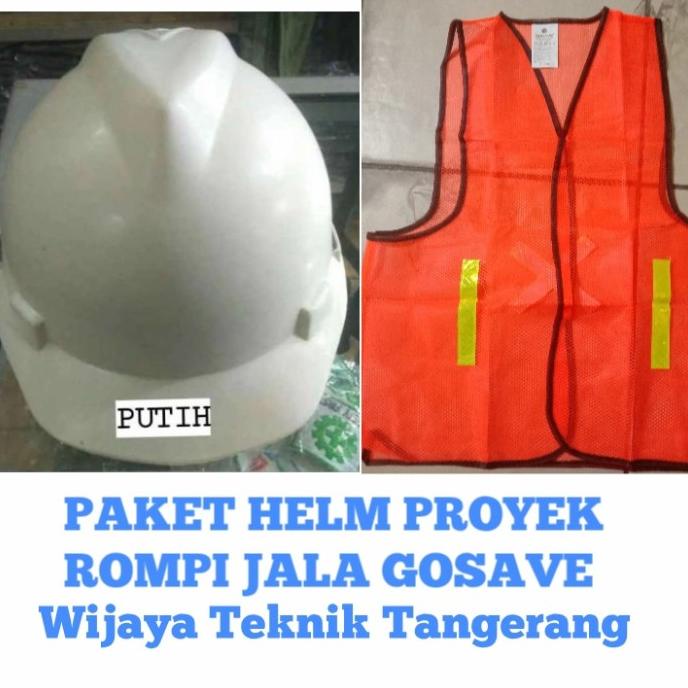 Jual helm safety proyek putih plus rompi jala gosave orange wtwi74 Ayo ...