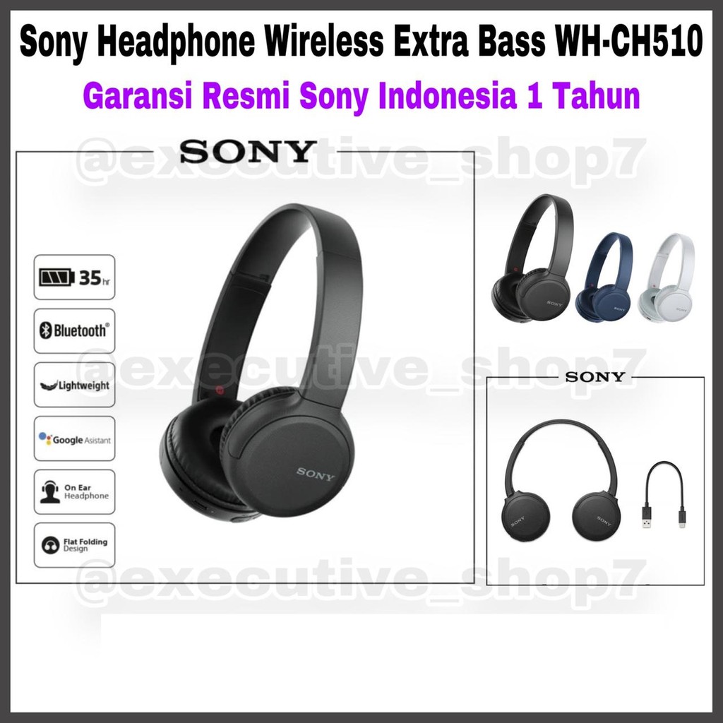 Jual Sony Headphone Wireless Extra Bass WH-CH510 - WH CH510 - WHCH510 ...