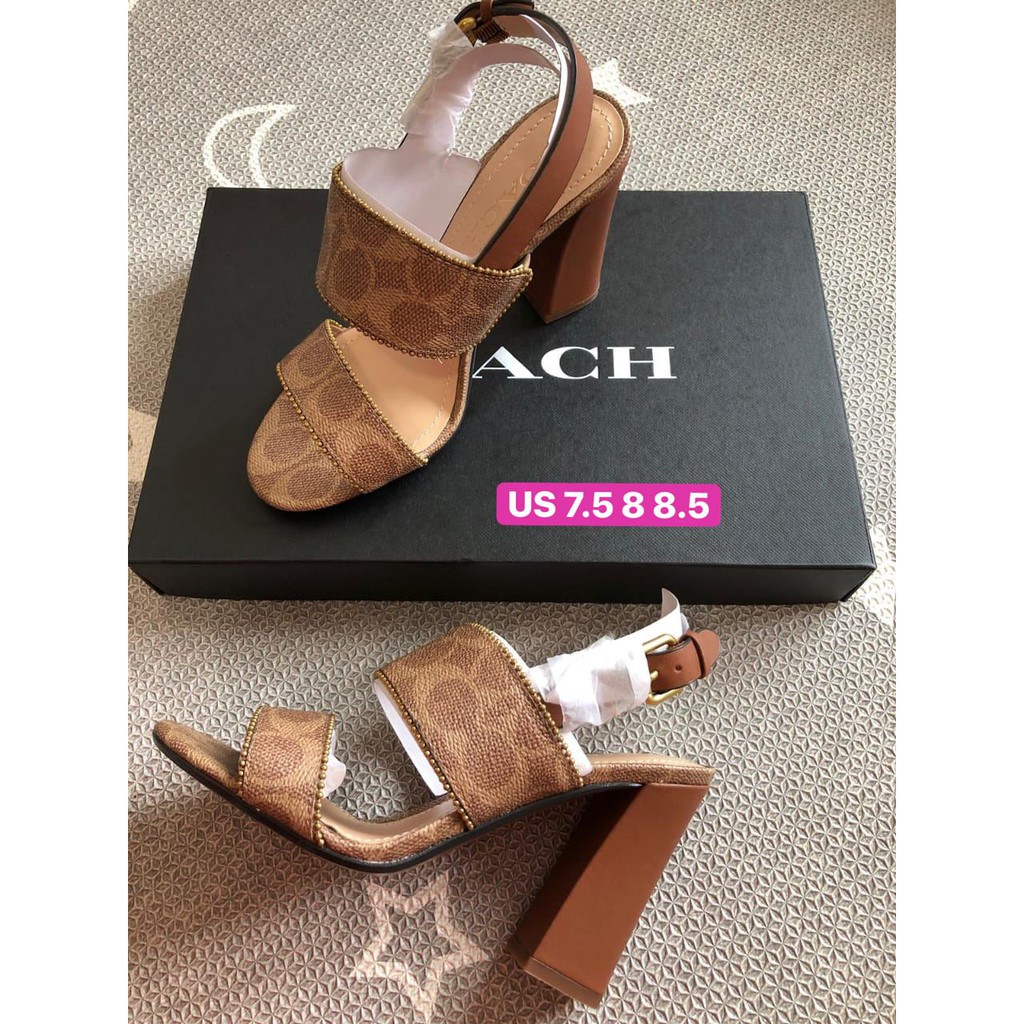 Jual READY Coach rylie bchain sandal tan saddle Heels 10CM US