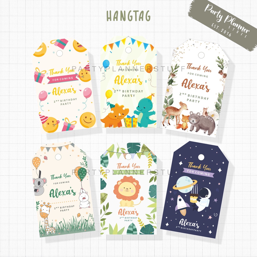 Jual Hangtag ulang tahun kartu ucapan ultah anak tema dinosaurus