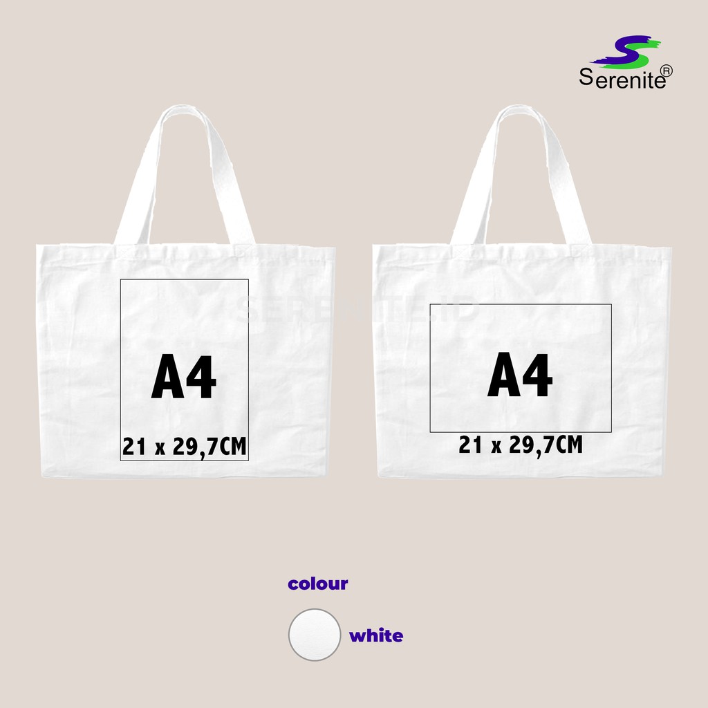 Jual Custom Tote Bag Shopping Bag Canvas Satuan Ukuran A3 45x35cm Serenite Shopee Indonesia