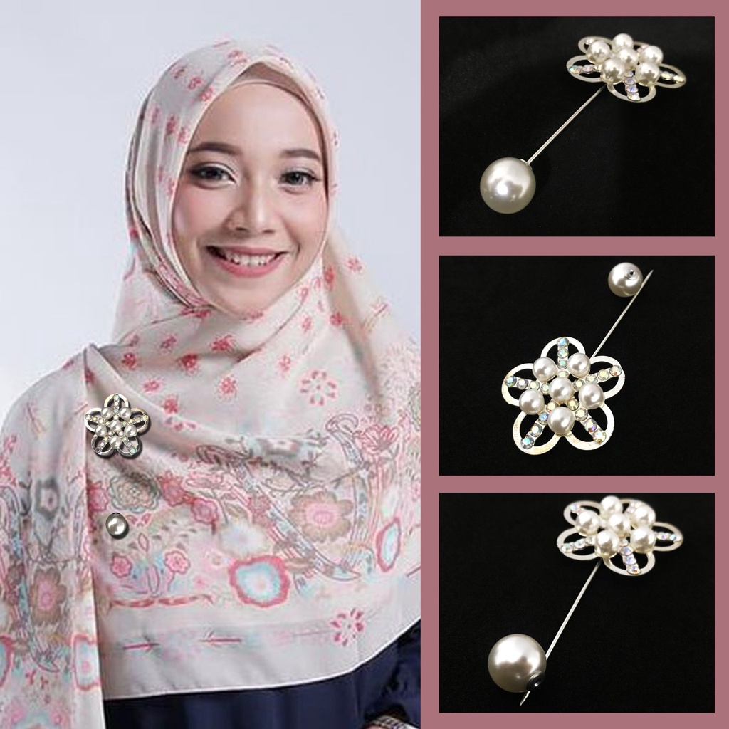 Jual Promo Bros Tuspin Mutiara Motif Bunga Kode 144 Aksesoris Hijab Tuspin Mutiara Bros 4562