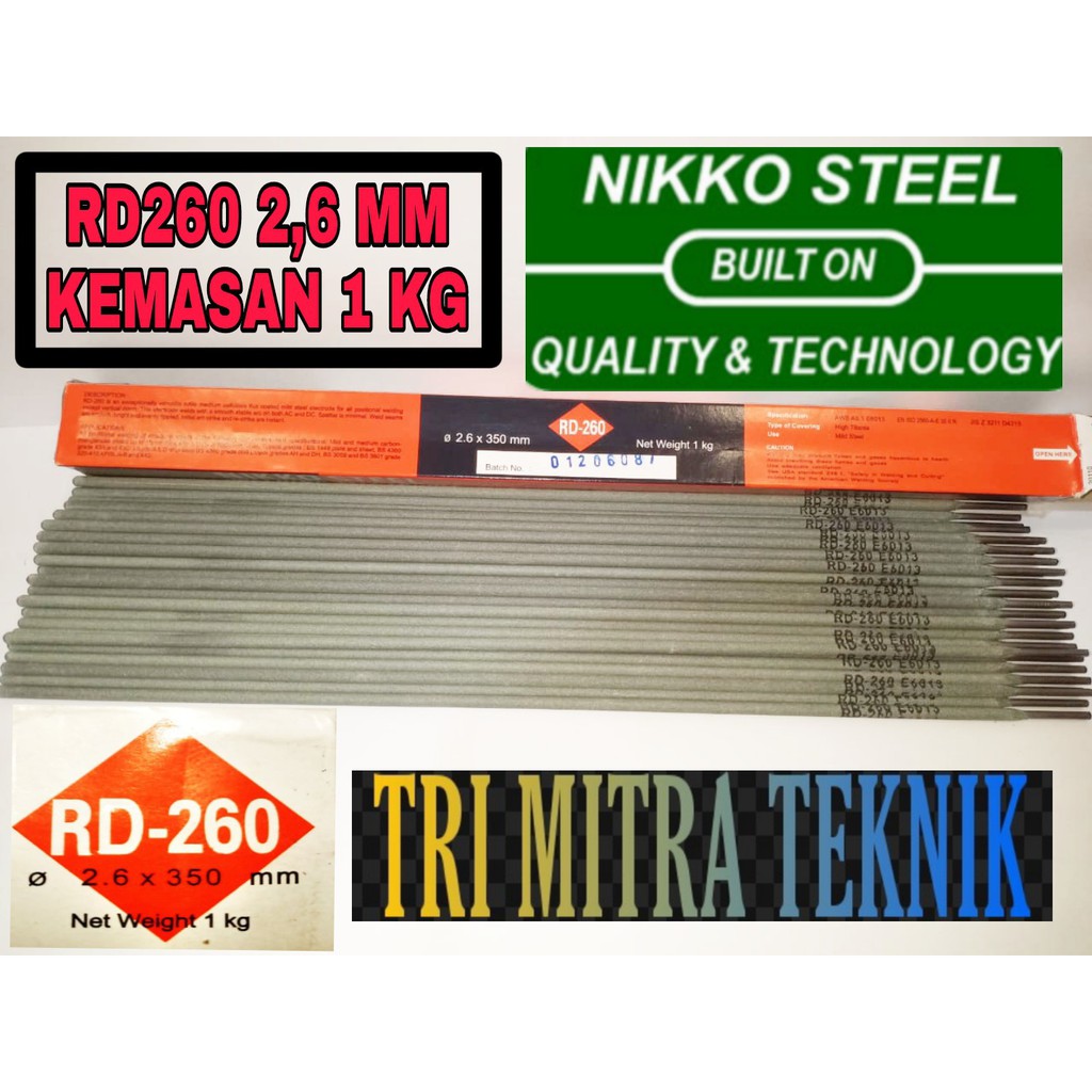 Jual KAWAT LAS RD260 2,6MM NIKKO STEEL RD260 2,6MM KEMASAN 1KG +- 48 ...
