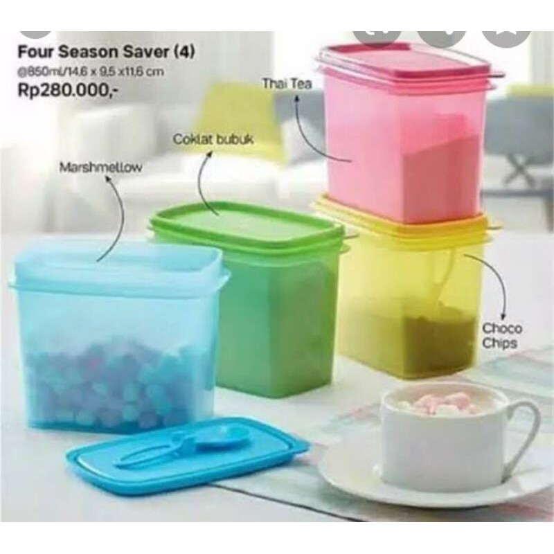 Jual PROMO TUPPERWARE ORI SET (isi 4 pcs) TOPLES PENYIMPAN TEH, KOPI ...
