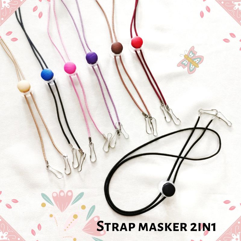 Jual Strap masker 2in1 Elastis Polos / Kalung sekaligus konektor masker ...