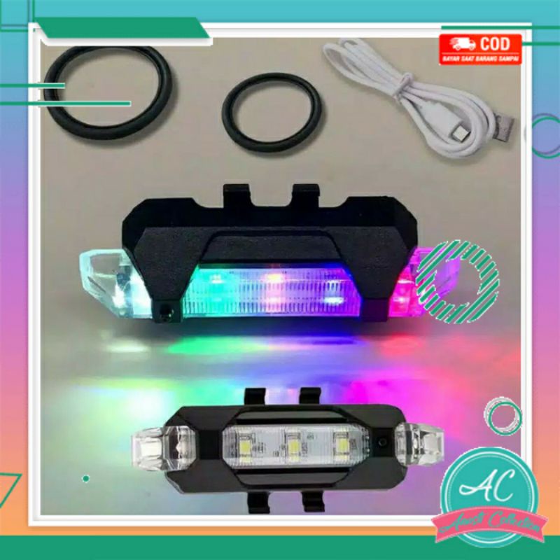 Jual Lampu LED Layangan / belakang sepeda 4 mode merah biru rgb rambu ...