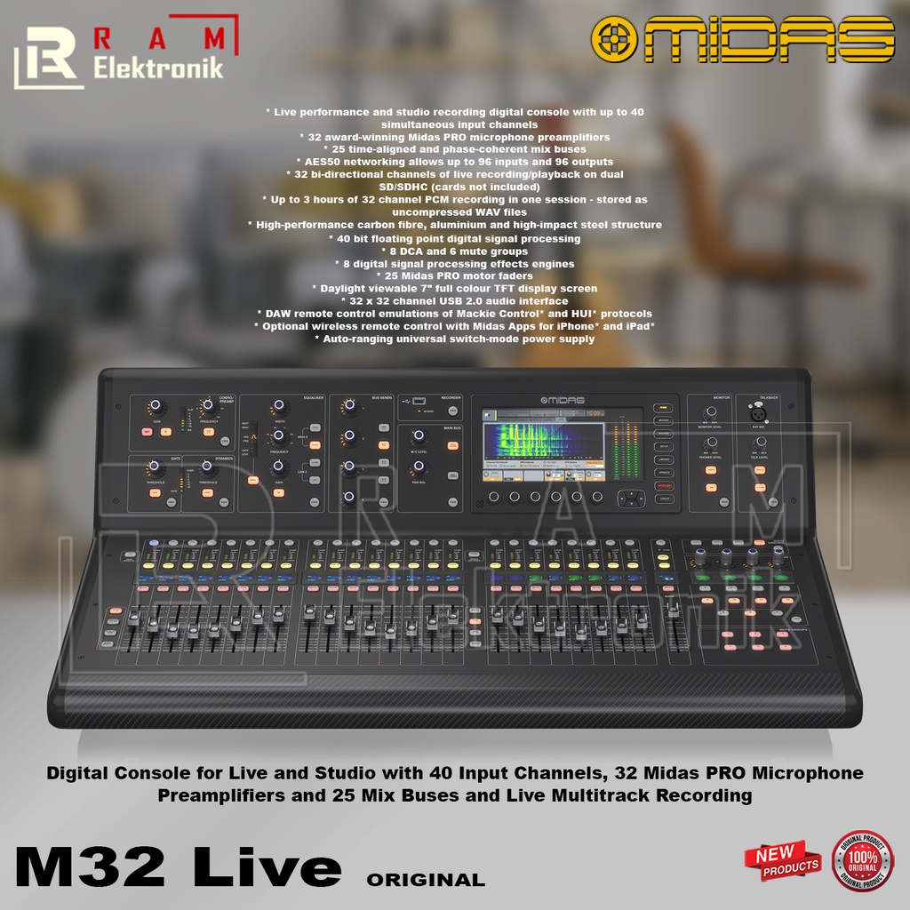 Jual Mixer Digital MIDAS M32 Live MultiTrack Recording For Live And