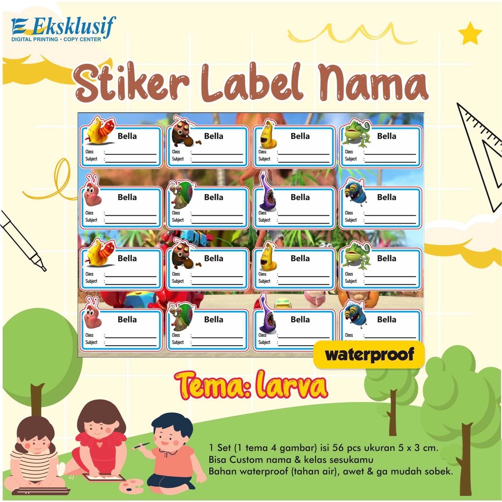 Jual Stiker Label Nama Anak Karakter Perempuan (Custom) | Shopee Indonesia