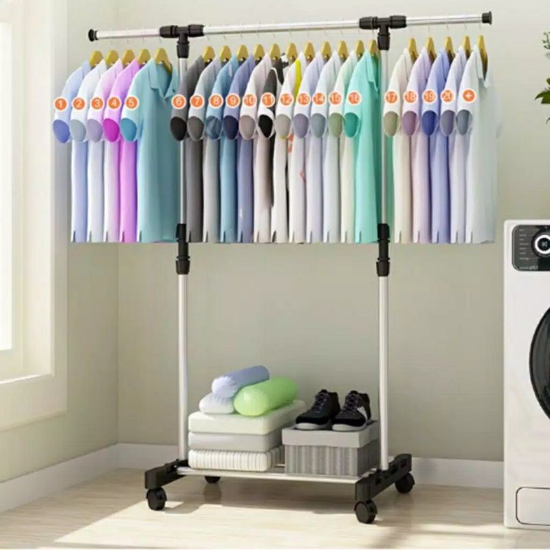 Jual Stand hanger single rak serbaguna dengan 4 roda Silver | Shopee ...