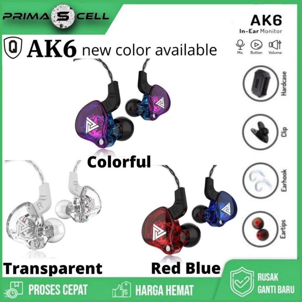 Jual Headset QKZ AK6 Earphone InEar Monitor Handsfree Gameing Quality
