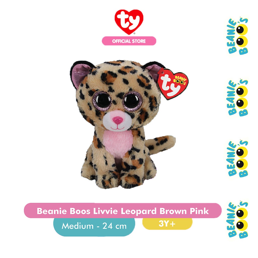 Jual TY Beanie Boos Livvie Leopard Brown/Pink (Medium) - Boneka Macan ...