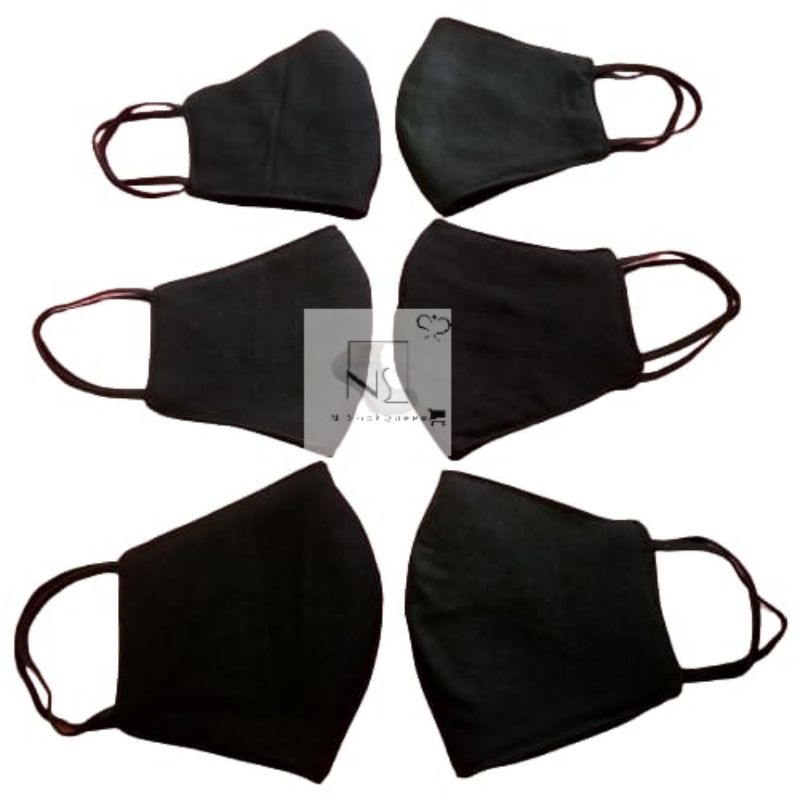 Jual MASKER KAIN KUPING 3 PLY / MASKER KAIN 3 LAPIS / MASKER HITAM ...