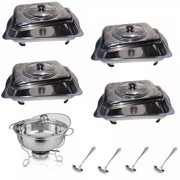 Jual Prasmanan Set 555 Stainless Isi 4 Kotak + 1Sop + 4 Sendok Sayur ...