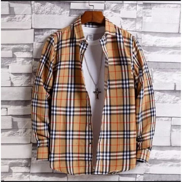 Kemeja Pria Kotak Basic Lengan Panjang Baju Atasan Cowok Flanel Kemeja Salur
