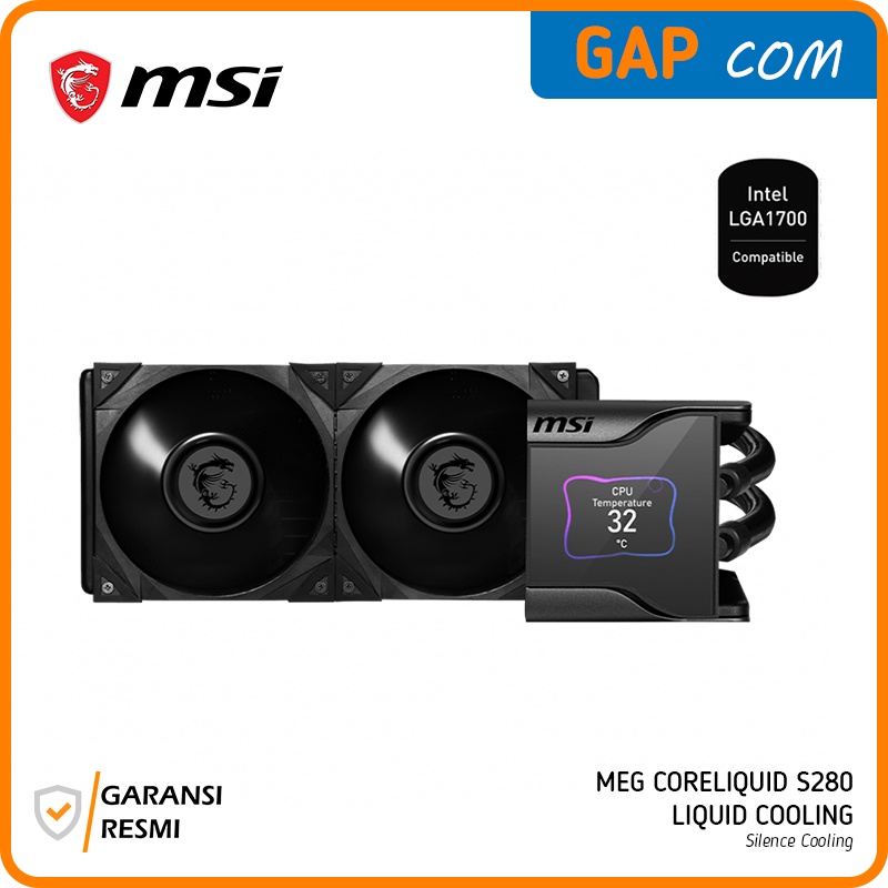 Jual CPU COOLER MSI MEG CORELIQUID S280 LIQUID COOLING SILENT GALE P14