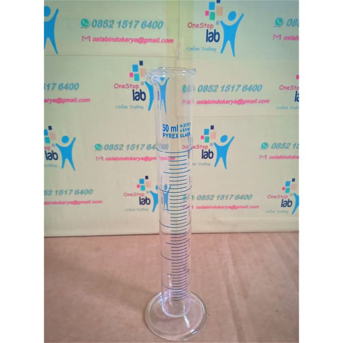 Jual Gelas Ukur 50 Ml Pyrex Skala Biru Measuring Cylinder Shopee Indonesia 5220