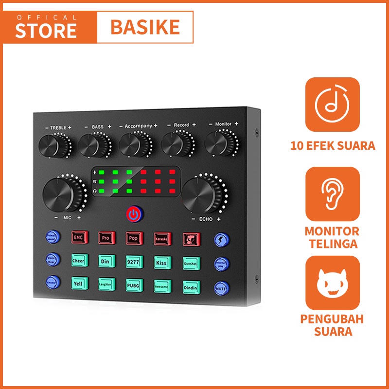 Jual BASIKE Live Soundcard Bluetooth Mixer Audio 4 Channel Mini USB ...