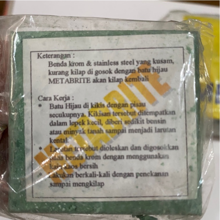 Jual Batu Hijau METABRITE Mini Sabun Stanless Obat Poles Pengkilap ...
