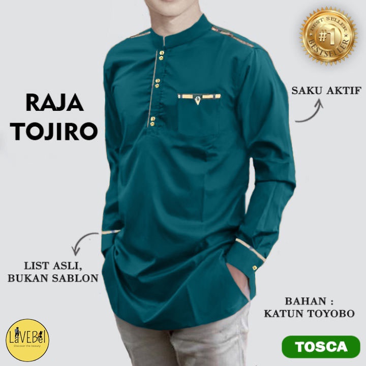 LVB Baju Koko RAJA TOJIRO TOYOBO /Uk. M,L,XL,XXL/Koko Lengan Panjang/Baju Muslimin Jumbo/Atasan Muslim Pria/ Lavebel