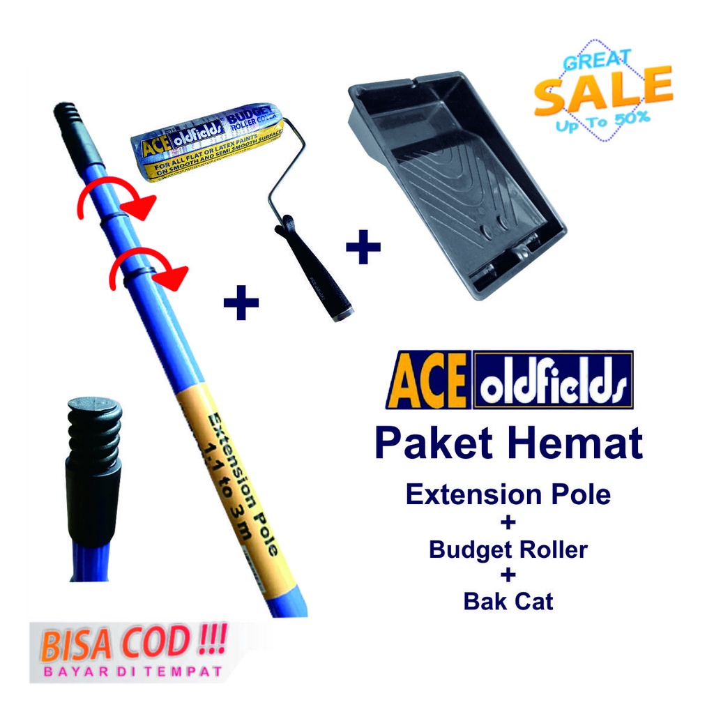Jual ACE OLDFIELDs TONGKAT CAT EXTENSION POLE GAGANG KUAS ROLL 1,1M