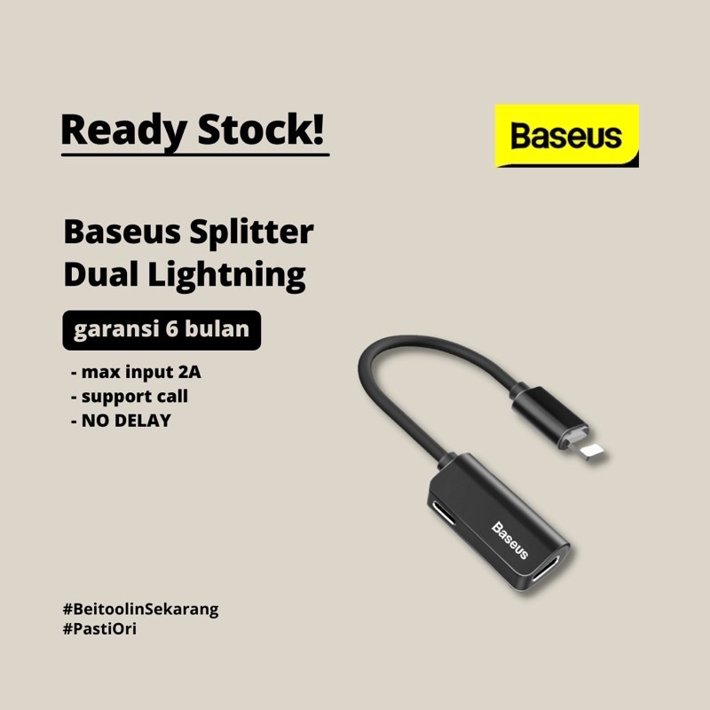 Jual Baseus Audio Adapter Splitter Dual Lightning | Shopee Indonesia