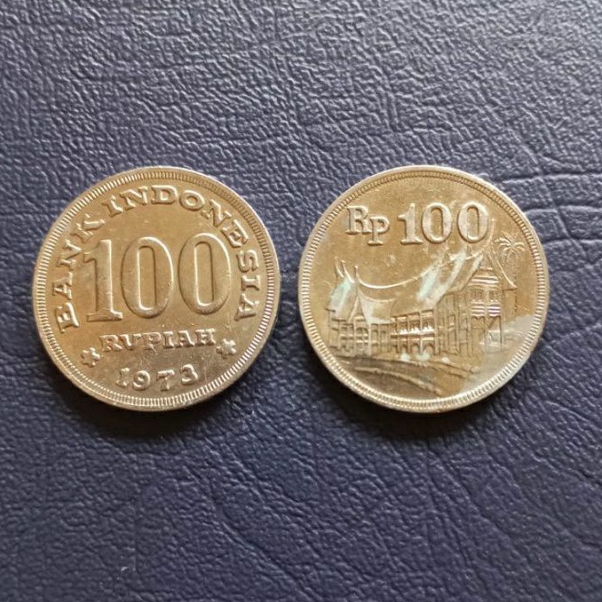 Jual Uang koin kuno 100 rupiah rumah gadang tebal emisi tahun 1973 (2